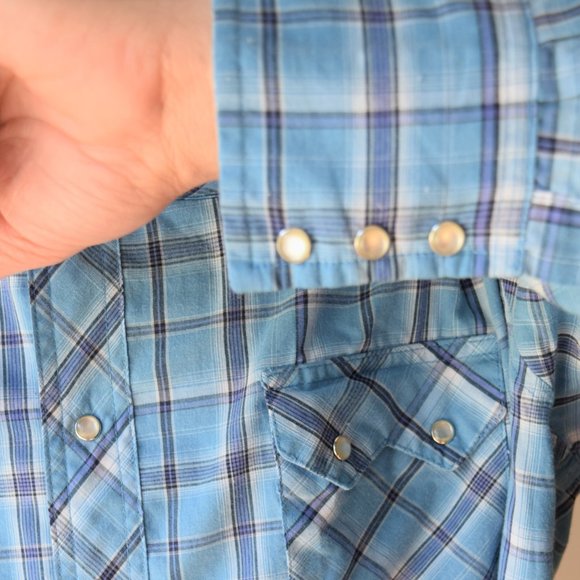 Wrangler medium blue snap front Western style shirt 2XL - Picture 2 of 6